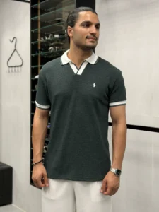 تیشرت یقه شکاری حصیری POLO - تصویر 9