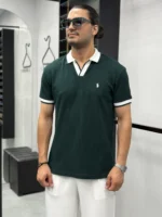 تیشرت یقه شکاری حصیری POLO - تصویر 2