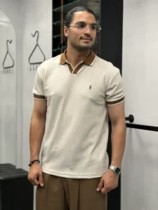 تیشرت یقه شکاری حصیری POLO - تصویر 8